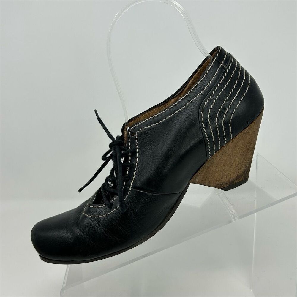 John Fluevog Women's Black Leather Lace-Up Heels Size 6.5 Formal Shoes Dressy - Picture 5 of 15